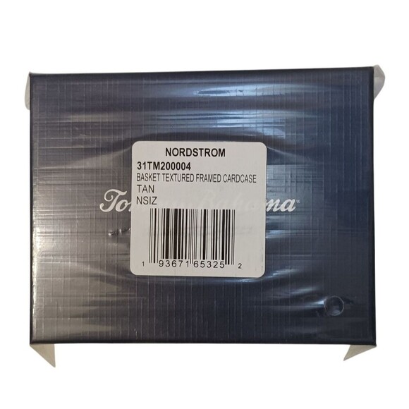 Tommy Bahama Leather Card Case Embossed Basket Weave Brown Boxed Gift - Picture 5 of 6